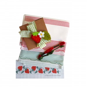 Cross Stitch Embroidery Kit - Kitchen Towel Strawberries